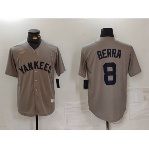 Men's New York Yankees #8 Yogi Berra Grey Throwback Stitched Cool Base Nike Jersey