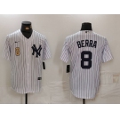 Men's New York Yankees #8 Yogi Berra White Stitched Nike Cool Base Throwback Jerseys