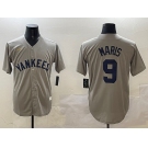 Men's New York Yankees #9 Roger Maris Gray Cool Base Stitched Baseball Jersey
