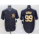 Men's New York Yankees #99 Aaron Judge Black Gold Cool Base Stitched Jersey