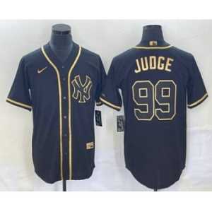 Men's New York Yankees #99 Aaron Judge Black Gold Stitched MLB Cool Base Nike Jersey