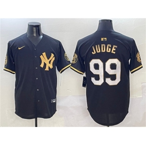 Men's New York Yankees #99 Aaron Judge Black Gold With Patch Limited Stitched Baseball Jersey