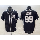 Men's New York Yankees #99 Aaron Judge Black White Cool Base Stitched Jersey