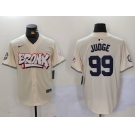 Men's New York Yankees #99 Aaron Judge Cream Limited Stitched Baseball Jersey