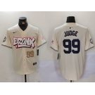 Men's New York Yankees #99 Aaron Judge Cream Limited Stitched Baseball Jerseys