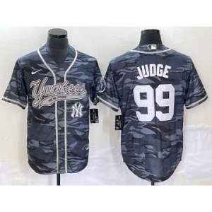 Men's New York Yankees #99 Aaron Judge Grey Camo Cool Base With Patch Stitched Baseball Jersey1