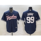 Men's New York Yankees #99 Aaron Judge Navy Cool Base Stitched Baseball Jersey