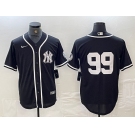 Men's New York Yankees #99 Aaron Judge No Name Black White Cool Base Stitched Jersey