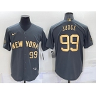 Men's New York Yankees #99 Aaron Judge Number Grey 2022 All Star Stitched Cool Base Nike Jersey