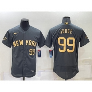 Men's New York Yankees #99 Aaron Judge Number Grey 2022 All Star Stitched Flex Base Nike Jersey