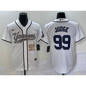 Men's New York Yankees #99 Aaron Judge Number White Cool Base Stitched Baseball Jersey