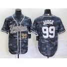 Men's New York Yankees #99 Aaron Judge Numbre Grey Camo Cool Base With Patch Stitched Baseball Jersey