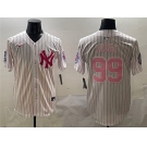 Men's New York Yankees #99 Aaron Judge Pink With Patch Limited Stitched Baseball Jersey