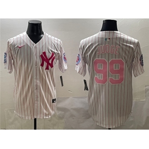 Men's New York Yankees #99 Aaron Judge Pink With Patch Limited Stitched Baseball Jersey