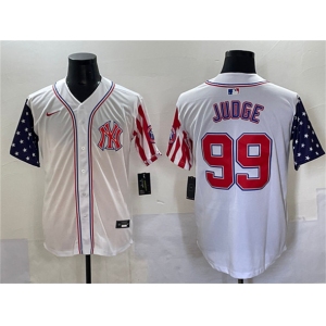 Men's New York Yankees #99 Aaron Judge White 2025 Independence Day Vapor Limited Stitched Baseball Jersey