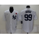 Men's New York Yankees #99 Aaron Judge White Cool Base Stitched Rose Baseball Jersey