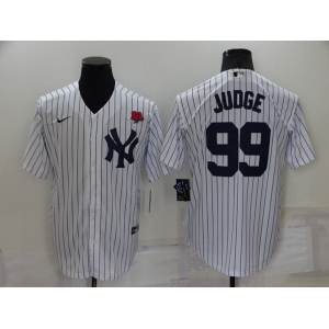 Men's New York Yankees #99 Aaron Judge White Cool Base Stitched Rose Baseball Jersey