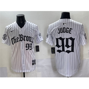 Men's New York Yankees #99 Aaron Judge White Pinstripe 'Gothic Legacy Edition' Vapor Premier Limited Stitched Baseball Jersey