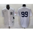 Men's New York Yankees #99 Aaron Judge White With Patch 2024 Cool Base Stitched Jersey