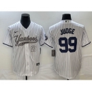 Men's New York Yankees #99 Aaron Judge White With Patch Cool Base Stitched Baseball Jersey