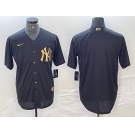 Men's New York Yankees Blank Black Gold Cool Base Stitched Jersey