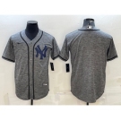 Men's New York Yankees Blank Grey Gridiron Cool Base Stitched Baseball Jersey