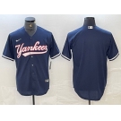 Men's New York Yankees Blank Navy Blue 2024 Cool Base Stitched Jersey