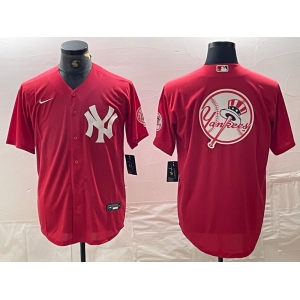 Mens New York Yankees Blank Red Cool Base Stitched Baseball Jersey