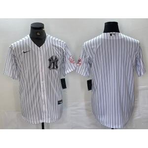 Men's New York Yankees Blank White With Patch 2024 Cool Base Stitched Jersey