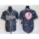 Men's New York Yankees Gray Camo Team Big Logo With Patch Cool Base Stitched Baseball Jersey1