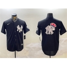 Men's New York Yankees Team Big Logo Black With Patch Cool Base Stitched Baseball Jersey