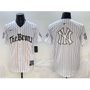 Men's New York Yankees Team Big Logo White Pinstripe 'Gothic Legacy Edition' Vapor Premier Limited Stitched Baseball Jersey