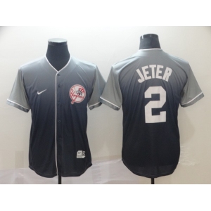 Men's Nike New York Yankees #2 Derek Jeter Grey Drift Fashion MLB Jersey