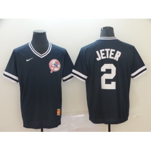 Men's  Nike New York Yankees #2 Derek Jeter Navy Blue M&N  MLB Jersey