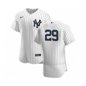 Men's Nike New York Yankees #29 Gio Urshela White Navy Home 2020 Authentic Player Baseball Jersey