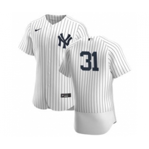 Men's Nike New York Yankees #31 Aaron Hicks White Navy Home 2020 Authentic Player Baseball Jersey