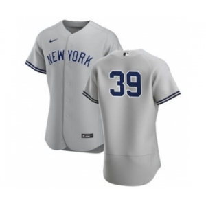 Men's Nike New York Yankees #39 Mike Tauchman Gray Road 2020 Authentic Player Baseball Jersey