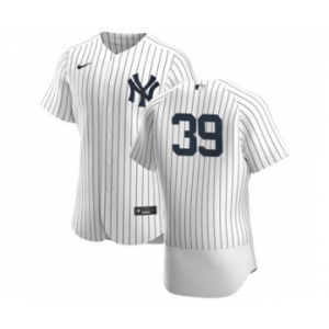 Men's Nike New York Yankees #39 Mike Tauchman White Navy Home 2020 Authentic Player Baseball Jersey