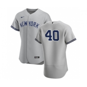 Men's Nike New York Yankees #40 Luis Severino Gray Road 2020 Authentic Player Baseball Jersey