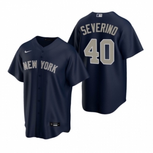 Men's Nike New York Yankees #40 Luis Severino Navy Alternate Stitched Baseball Jersey