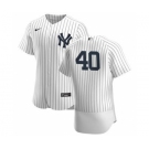 Men's Nike New York Yankees #40 Luis Severino White Navy Home 2020 Authentic Player Baseball Jersey