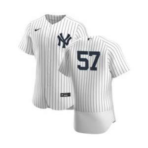 Men's Nike New York Yankees #57 Chad Green White Navy Home 2020 Authentic Player Baseball Jersey