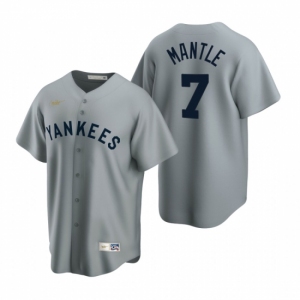 Men's Nike New York Yankees #7 Mickey Mantle Gray Cooperstown Collection Road Stitched Baseball Jersey