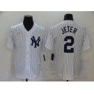 New York Yankees  #2 Derek Jeter Nike Home Cooperstown Collection Player MLB Jersey White