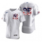 New York Yankees #25 Gleyber Torres Men's Nike White Fluttering USA Flag Limited Edition Authentic MLB Jersey