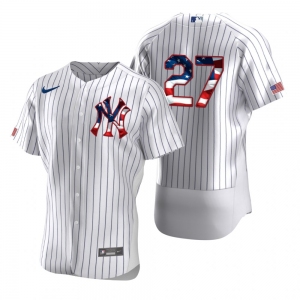 New York Yankees #27 Giancarlo Stanton Men's Nike White Fluttering USA Flag Limited Edition Authentic MLB Jersey