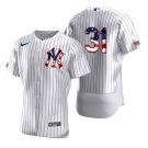 New York Yankees #31 Aaron Hicks Men's Nike White Fluttering USA Flag Limited Edition Authentic MLB Jersey