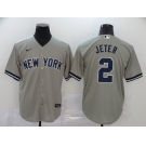 Nike Men's New York Yankees #2 Derek Jeter Authentic Grey Cool Base Baseball Jersey1