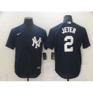 Nike Men's New York Yankees #2 Derek Jeter Authentic Navy Blue  Cool Base Baseball Jersey