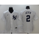 Nike Men's New York Yankees #2 Derek Jeter Authentic White Name On Back Baseball Jersey